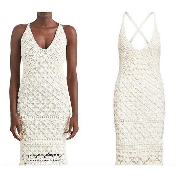 Ralph Lauren Collection Hand Crochet Sleeveless V-Neck Sweater Dress Silk Knit S - Picture 1 of 15